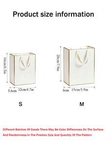 10/15Pcs Gift For Her/Him Medium Size Gift Bags With Ribbon Handles Gift Bags With Golden Thin Frame, White Thick Paper Gift Bag, White Gift Bag With Ribbon Handles White Gift Bag With - View 4