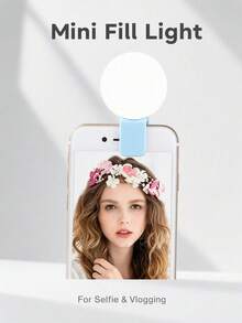 Blue Mini Portable Clip-On Selfie Fill Light, 3 Lighting Modes, Rechargeable, Phone Beauty Light, Live Streaming Fill Light, Low Light Photography Accessory, Pocket Phone Light, 150mAh - one-size - View 4