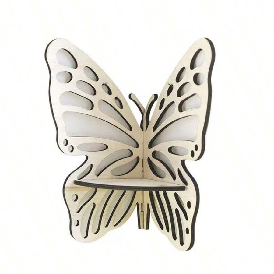 Nordic Floral Hollow Storage Shelf, 1pc, Sweet Floral Hollow Design With Girly Charm. Can Be Hung On Bedroom Or Children's Room Corner Walls, Storing Small Items While Decorating The Space. Suitable For Placing Dolls, Green Plants Or Books, Combining Storage And Decoration To Add A Fresh And Cute Nordic Atmosphere To The Room. - Solid Color Butterfly - View 1