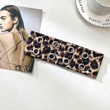 1pc Women's Wide Headband Scarf, American Vintage Multi-Color Leopard Print With Metal Eyelets, Hot Girl Style Hair Accessory For Daily Wear - Multicolor - View 12