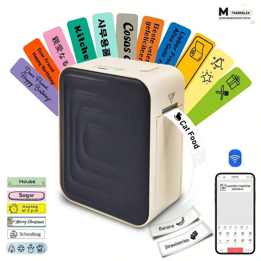Marklife Handheld Thermal Label Printer, Portable Inkless Wireless Label Maker, APP Printing For IOS & Android, Suitable For Kitchen Jars, Home Closet Organization, School Name Labels, Office Files & Everyday Labeling Needs