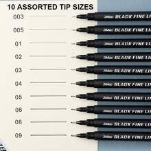 10pcs Hand-Drawn Technical Pens With 10 Different Nib Sizes, Black Waterproof Quick-Dry Fineliner Pens, Smooth Ink Flow Fade-Resistant Drawing Pens For Artists, Manga, Illustration, Engineering Sketches And Bullet Journals - Pencil - View 3