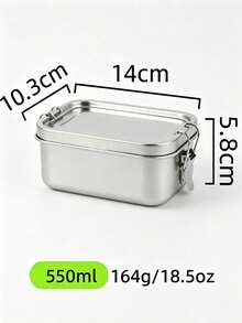 1pc Stainless Steel Lunch Box, Leak-Proof Clip-Lock Food Storage Container, Portable Metal Bento Box, Suitable For Work, School, Picnic, Reusable Meal Prep Container - Multicolor - View 13