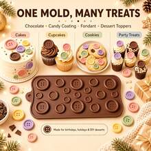 2pcs Button Chocolate Silicone Mold, 19-Cavity 4-Hole Candy Mold, Non-Stick Silicone DIY Button Shape Mold For Cakes, Cupcakes, Cookies, Birthday Party Dessert Decoration, Christmas Home Decor, Kitchen Gadget, Kitchen Utensil, Ramadan, Arabic Coffee Cup, Kitchen Decor, Kitchen Accessory, Kitchen Supplies, Home Accessory, Kitchen Storage, Holiday Essential, Kitchen Essential, Kitchen Decor And Accessory, Home Essential, College Essential, 2026 Christmas Decoration - Multicolor - View 4