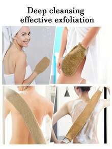 2pcs/Set Strong Exfoliating Towels, Made Of Jute Material, Gentle On Skin. Double-Sided Back Exfoliating Tool, Suitable For Men And Women. Thickened Bath Towel Gloves. - Multicolor - View 2