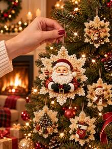 Christmas Themed Hanging Tags, Christmas Themed 2D Flat High-Definition Print, Christmas Tree Hanging Decoration, Window Display Scene Arrangement, Creative Holiday Gift - Multicolor - View 3