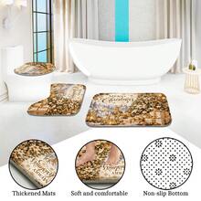 1件/4件組 金色聖誕樹圖案多功能浴室裝飾淋浴簾套組，附贈12個掛鉤，高級節日氛圍浴室地墊、U型地板墊與圓形馬桶蓋套，適用於所有場景的浴室裝飾套組 - 金色聖誕樹 - 查看 6