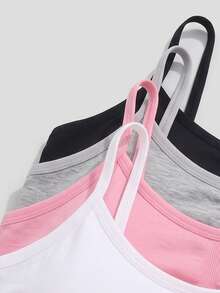 Teen Girls 2pcs Random Color Seamless Bra And Triangle Panty Set, With Removable Padding, Solid Color Underwear - Multicolor - View 6