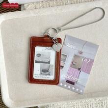 Ins Snake Bone Chain Leather Card Holder Wrist Strap 3 Inch Small Card Protective Sleeve ID Badge Bus Card Meal Card Multi-Slot Korean Style - A - View 12