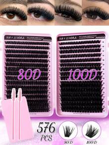 640pcs D-Curl Eyelashes, 10-16mm Length. Includes 10D+20D/30D+40D/50D+60D/80D+100pcs Individual Lashes. DIY Eyelash Extension Tutorial, Eyelash Clusters, Perfect For Creating Cat Eye Makeup. Suitable For Home Use, Suitable For DIY Use. - D - View 20