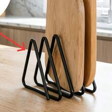 1pc Heavy Duty Metal Cutting Board Storage Rack - Triangular Cutting Board Holder, Space-Saving Cabinet/Countertop Organizer, Baking Sheet Rack - Sturdy Kitchen Storage Rack (No Screws/Easy Installation), Kitchen Storage Container, Kitchen Countertop Organizer, Kitchen Storage Rack, Kitchen Storage Shelf, Kitchen Supplies Storage, Kitchen Storage Solution, Baking Storage - Black - View 9