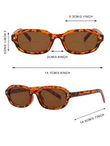 1 Pair Women's Leopard Print Oval Shape Personalized Triangle Stud Decor Vintage Street Style Vacation Fashion Fashion Glasses - Bean Curd Frame - View 5