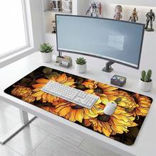 Sunflower Pattern Gaming Mouse Pad, Anti-Slip Rubber Desk Mat, Smooth Sliding Surface, Suitable For Computer Laptop Office Home, Bright Abstract Art Decoration, Back To School Supplies - A - View 2