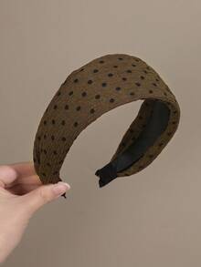 1pc/3pcs Autumn/Winter Gentle Style Pleated Polka Dot Wide Headband For Women, Face-Slimming Round Headband For Washing Face, Outings, Commuting And Hair Styling - Multicolor - View 9