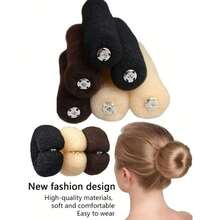 Mesh Bun Hair Scrunchie, Elastic Knit Fabric, Donut Flower Bud Design, Easily Create Full Bun Hairstyle, Simple Operation And Not Easy To Fall Apart, Suitable For Adult Women Daily Commute, Work, Date, Party Wear, Versatile Minimalist Hair Accessory, Can Be Used As Exquisite Small Gift For Holidays - A - View 7