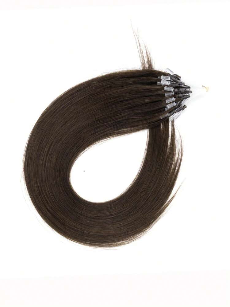 Micro Link Human Hair Extensions Natural Black Straight 12-22 Inches Invisible Micro Bead Thickened Micro Ring Hair Extensions Suitable For Women Daily Party Wedding Holiday Halloween Dress Up - S2 - View 3