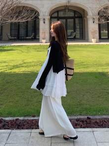 Y6Y 2026 New Korean Style Black Minimalist Sexy Cardigan, Ruffle Edge Versatile Loose Fit Sun Protection Long Sleeve Women Knit Sweater Top - Black - View 4