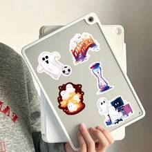 50PCS Cute Ghost PP Sticker Pack, Creative Adorable Style Ghost Pattern Decorative Stickers, Halloween Theme Decoration Stationery Stickers, Suitable For Scrapbooking, Laptop, Notebook, Diary And Personal Item Decoration, DIY Handmade Crafts - Set - View 2