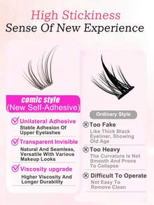 80pcs Black & Brown Glue-Free False Eyelash Clusters, Natural Lightweight Segmented Lashes, No Glue Needed, Easy To Apply, Invisible Transparent Tape, Suitable For All Occasions, Eyelashes, False Eyelashes, Glue-Free Lashes - C - View 7