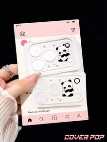 1pc Cute Cartoon Panda Pattern Tempered Glass Lens Protector, Compatible With Apple 17 Pro/17 Pro Max/18 Pro/18 Pro Max, Full Coverage Rear Camera Protection, Scratch-Resistant And Durable, Easy Installation - Clear - View 3