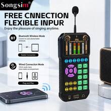 Songsim-M1 Portable Handheld Sound Card Kit, Supports OTG Lossless Transmission, Reverb Adjustment, Volume Control, Bluetooth Accompaniment, Portable Multi-Function Sound Card, Equipped With Lavalier Microphone, Plug And Play, Suitable For Outdoor Live Streaming, Recording, Singing, Streaming, Podcasting - Multicolor - View 5