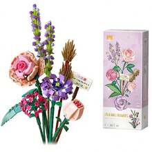 Multiple Styles Artificial Flower Bouquet Building Blocks, Home Decor Ornament, Creative Gift For Mother's Day, Birthday, Christmas & Valentine's Day - Model - View 7