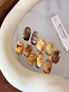 10/30pcs Random Cartoon Cute Mini Christmas Gingerbread Man Nail Art Decoration, Flat 3D Small Doll, Suitable For DIY , Jewelry Making And Nail Products, Nail Charm - Multicolor - View 5