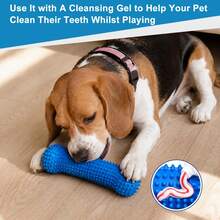 Dog Teething Toy, Rubber Material, 2-In-1 Dental Cleaning Aid, Toy For Teething Puppies, Blue, Dog Dental Care Toy With Adjustable Strap, Suitable For Small And Medium-Sized Dogs. - Blue - View 5
