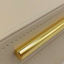 1 Set Faux Leather Stitched Large Capacity Jewelry Storage Box, Modern Home Jewelry Storage Box, Elegant Artificial Leather Storage Box, Room Decor Box, Modern Jewelry Storage Box With Gold Clasp, Suitable For Vanity And Home Decor - White - View 5