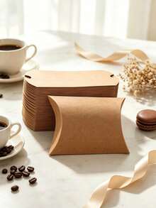 10/20/50 Buah Kotak Kado Bantal Kertas Kraft Kotak Souvenir Pesta untuk Pernikahan Ulang Tahun Kemasan Permen Cokelat - View 5