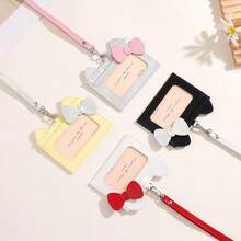 Cute Cat Ear Bow Lanyard Card Holder, PU Material Student Office ID Badge Holder Wallet - Multicolor - View 5