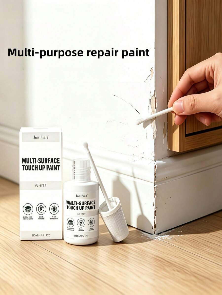 JUE FISH Multi-Surface Touch Up Paint, 30ml White Repair Paint With Brush, Fast Drying Scratch Repair Paint For Wall Furniture Cabinet Tile Metal, DIY Home Touch Up Coating