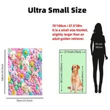 1PC Pastel Bunny Print Blanket-Made Of Soft, Fluffy Flannel, Perfect For A Sofa Or Bed. A Lovely And Colorful Holiday Decoration That Is Perfect For Christmas Gifts - Multicolor - View 7
