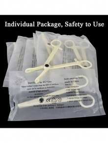 6PCS/17PCS Lip/Nose/Ear Piercing Kit-6pcs Extended Thread Flat Back Zirconia Studs Lip Ring With Needle Clamp Gloves Tragus Helix Piercing Kit - View 6