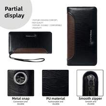 HOVI'S Men's Long Zipper Wallet, Large Capacity Business Clutch Purse With 8 Card Slots, 2 Hidden Pockets, Zipper Pocket And 2 Large Inner Compartments - Multicolor - View 6