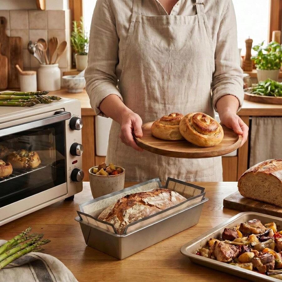 1/3PCS Cross-Handle Silicone Baking Mat, Toast Bread Release Mat, Heat-Resistant Non-Stick Baking Tray Mat, Home Oven Baking Tool, Reusable, Easy Release, Suitable For Oven And Microwave, Compatible With Toast, Cake, Egg Tart, Pie, Macaron. Multiple Colors Available, Fits Regular Toast Box, Beginner-Friendly, Essential Kitchen Baking Accessory For Home DIY Bread And Pastries, Durable And Wear-Resistant, Foldable And Space-Saving, Must-Have Tool For Baking Enthusiasts.