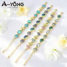 European & American Minimalist Enamel Bracelet, Baroque Gold Texture Blue Crystal Bracelet For Women, Suitable For Daily And Holiday Wear - Bracelet - View 4