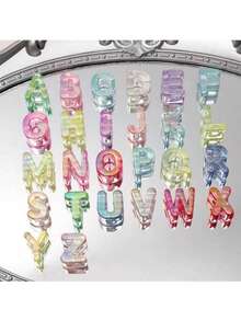 52pcs Acrylic 3D Transparent Colorful Large Hole Jelly Creative Letter Beads, Suitable For Handmade DIY Materials, Jewelry Making Materials, Keychains And Party Decorations, Cute Style, Ideal Accessory For Creative Handmade Crafts - Upgraded Version (UV Process) - View 4
