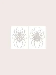 Halloween Tattoo Stickers, 2 Sheets/Set Realistic Creative Spider Makeup Pattern Temporary Tattoos, Long-Lasting Non-Permanent Stickers, Disposable Lasts 1-2 Weeks, Ideal Gift For Fashion People - Light Grey - View 3