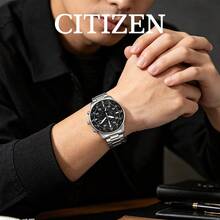 CITIZEN Men's -Drive Aviation Chronograph Watch Polished Silver Solid Steel Bracelet Full Compass Azimuth Scale Luminous Hands Outdoor Sports Men Watch - Silver - View 2