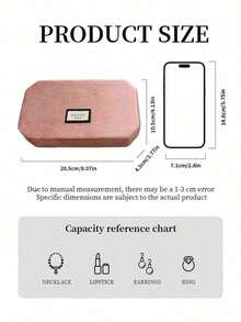Velvet Octagonal Divided Jewelry Box Desktop Travel Ring Earring Storage Gift For Women Gucci Beauty Pink Velvet Octagonal Jewelry Box - Pink - View 5