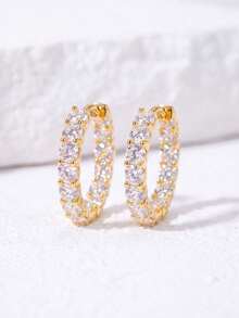 1pc Moissanite Earrings Stylish Bullhead Full Pave Diamond Earrings Perfect For Women's Parties And Weddings - Full Diamond Moissanite Earrings - View 5