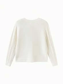 Balabala Girls Cute Soft Knit Sweater Pullover Jumper Casual Versatile Top For Tween Girl Winter Daily Wear - Off-white - View 5