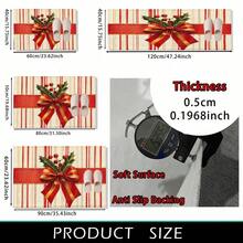 1pc Christmas Series Red & Gold Bow Holly Pattern Printed Faux Cashmere Surface TPR Bottom Door Mat, Bathroom Mat, Kitchen Mat, Laundry Room Mat, Holiday Atmosphere Decor, Home Decor, Party Decor, Wedding Decor, Dining & Kitchen Decor - Multicolor - View 13