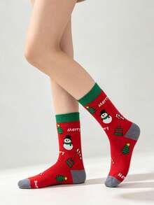 5 Pairs Christmas Limited Edition Socks, Santa Claus Snowflake Reindeer Mid-Calf Socks, Autumn/Winter Couple Style Holiday Warm Cotton Socks - Multicolor - View 2
