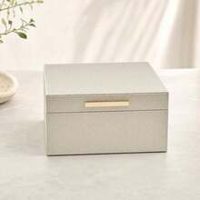 1 Set Honeycomb Pattern PU Jewelry Box With Lid, Large Capacity Jewelry Box, Modern Home Jewelry Storage Box, Room Decor Box, Elegant Faux Leather Storage Box, Modern Jewelry Storage Box With Gold Clasp, Suitable For Vanity And Home Decor - White - View 4