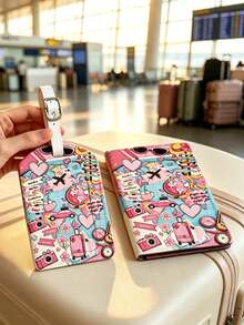 Passport Holder, Luggage Tag, Creative Illustration, Multiple Card Slots And Compartments, Cute Passport Case, Travel Accessories - Multicolor - View 3