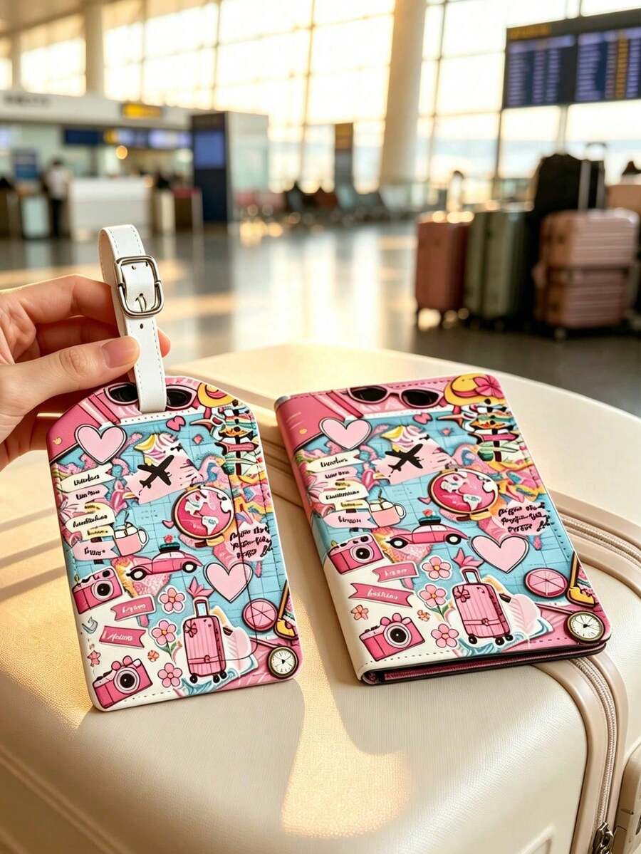 Passport Holder, Luggage Tag, Creative Illustration, Multiple Card Slots And Compartments, Cute Passport Case, Travel Accessories - Multicolor - View 1