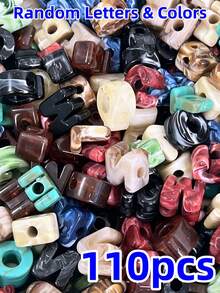 110pcs Mixed Random Rainbow Color UV Coated Acrylic Letter Beads, DIY Jewelry Making Bracelet Keychain Accessories - Multicolor - View 13