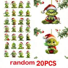 The Grinch 20/12/2 قطعة ديكورات عيد الميلاد، زينة معلقة، ديكور شجرة عيد الميلاد المرح للمنزل Grin-Ch 2D (أسلوب عشوائي) - متعدد الألوان - مشاهدة 9